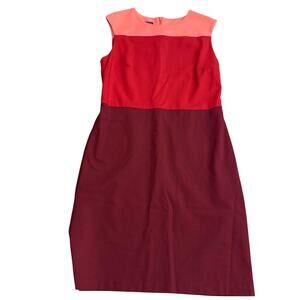 Talbots Dress Womens Size 10 Red Colorblock Sheath Sleeveless